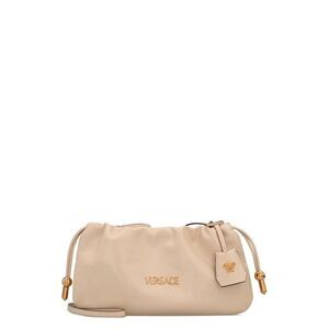 VERSACE Medusa Head Leather Convertible Clutch Bag Women Beige Clutches